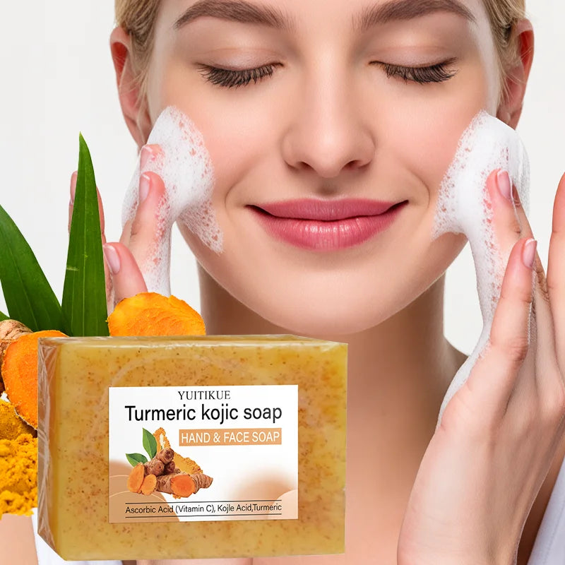 YUITIKUE Turmeric Kojic Soap 100g - Natural Vitamin C Formula, Brightens & Moisturizes, Deep Cleansing, for Face & Hands Peaceful Pleasures Health and Wellness