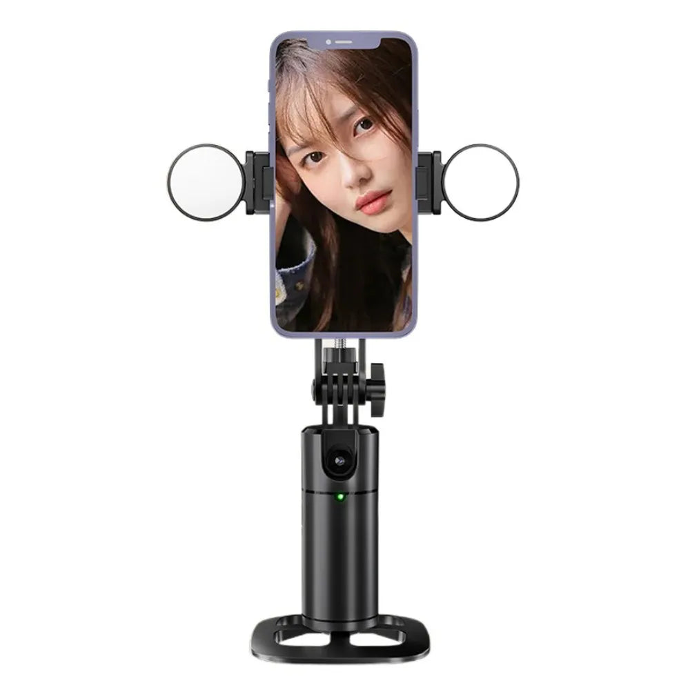 Auto Face Tracking Auto Tracking Gimbal 360° Rotating Stabilizer Function Smartphone Gimbal Stabilizer Intelligent Automatic Peaceful Pleasures Health and Wellness black with light