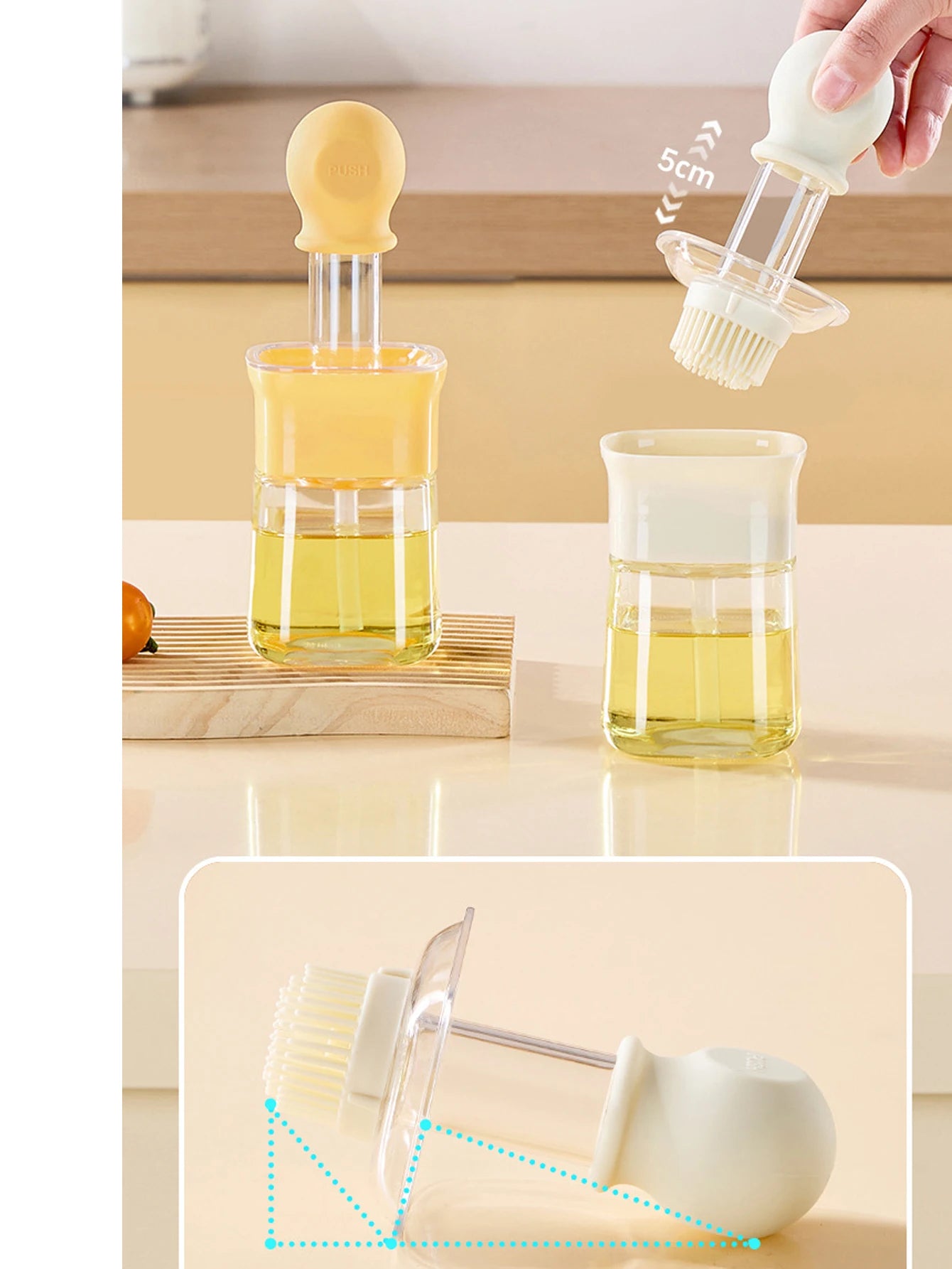 1Pcs Oil Dispenser Bottle with Silicone Brush Cooking Grilling Kitchen Tool Outdoor Barbecue Press Brush Oil Bottle Oil Brush Peaceful Pleasures Health and Wellness