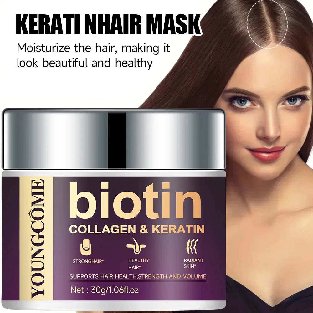 YOUNGCOME Biotin Hair Mask – Collagen & Keratin Frizz Repair Keratin Hair Mask Peaceful Pleasures Health and Wellness