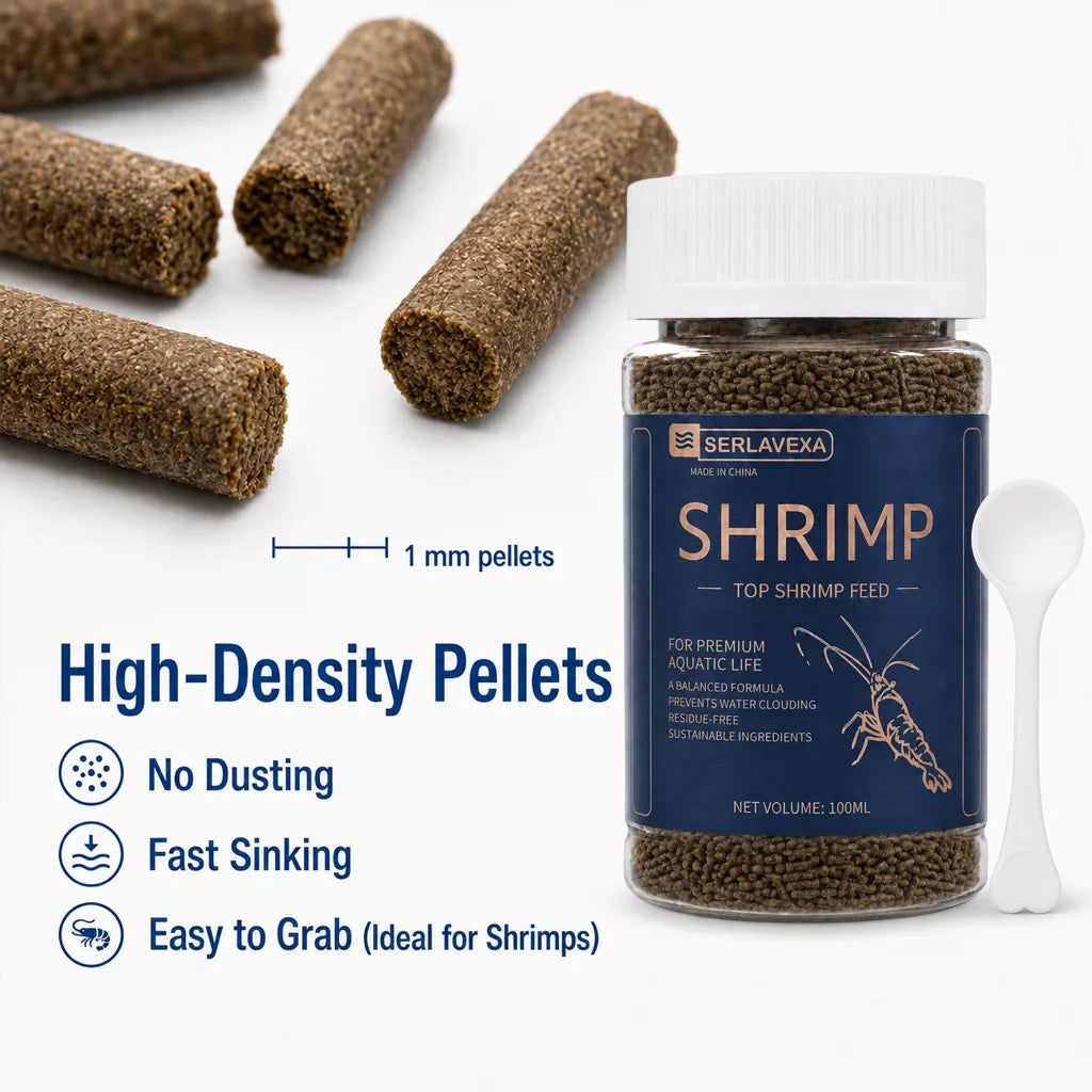 SERLAVEXA High-Calcium Shrimp Food Sinking Pellets with Spoon