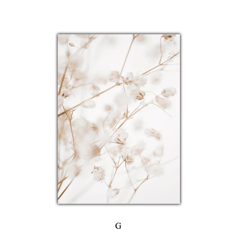 Nordic Minimalist Canvas Poster Wall Art Featuring Leaves, Flowers and Natural Landscapes, Modern Living Room Home Decor Prin Peaceful Pleasures Health and Wellness BW0609-7 40x60cm Unframed