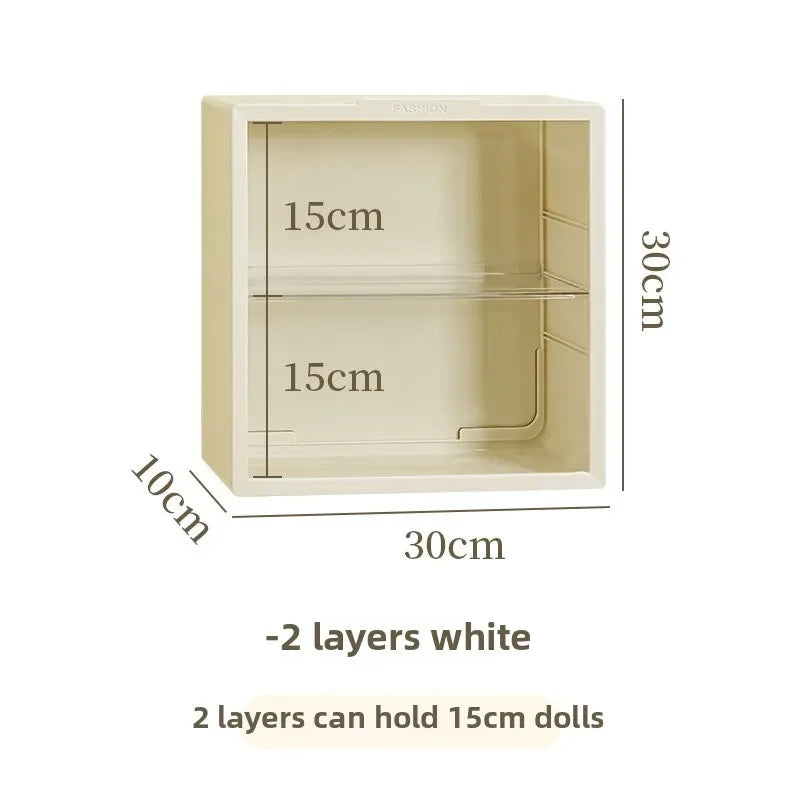 Plush Doll Display Case 2/3-Tier Dustproof | 28cm Cream/White