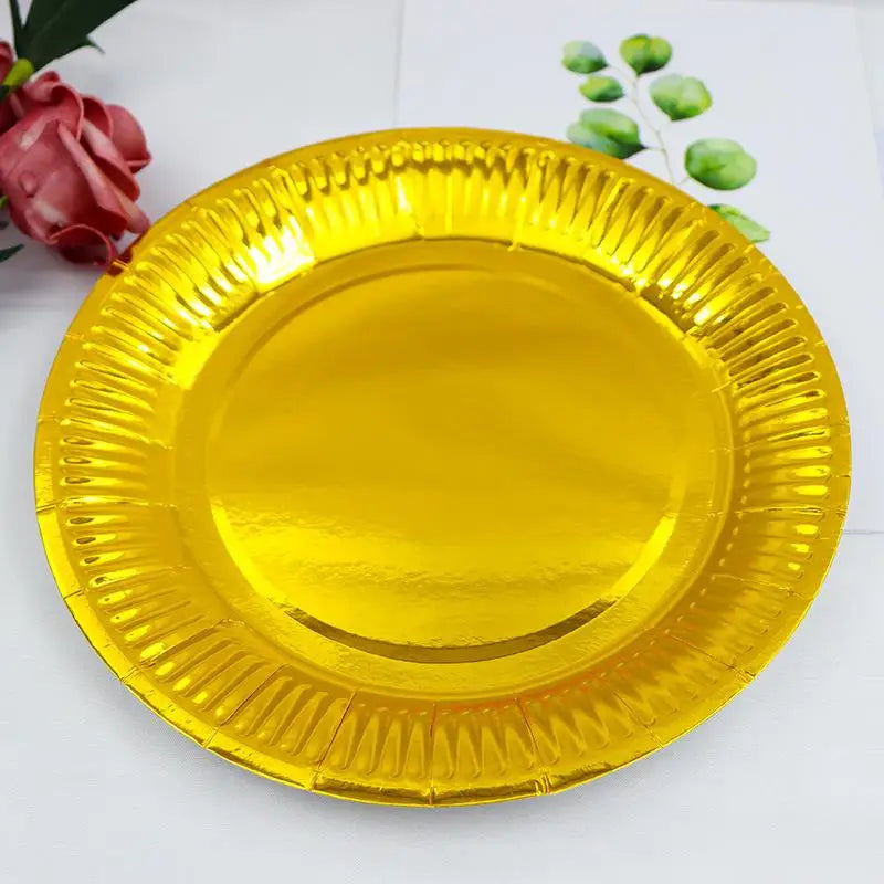 Metallic Foil Disposable Paper Plates Gold Silver 50 Pack