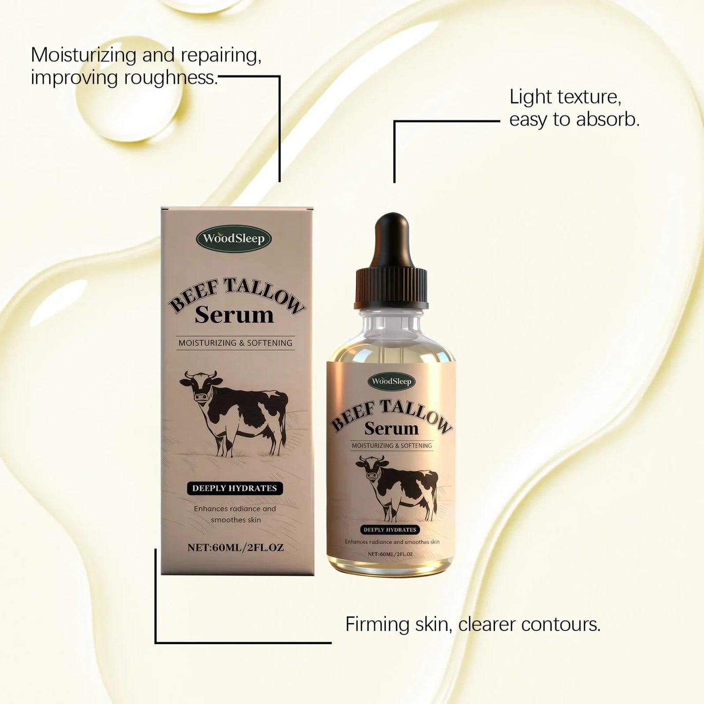 WOODSLEEP Beef Tallow Face Serum – Hydrating & Brightening