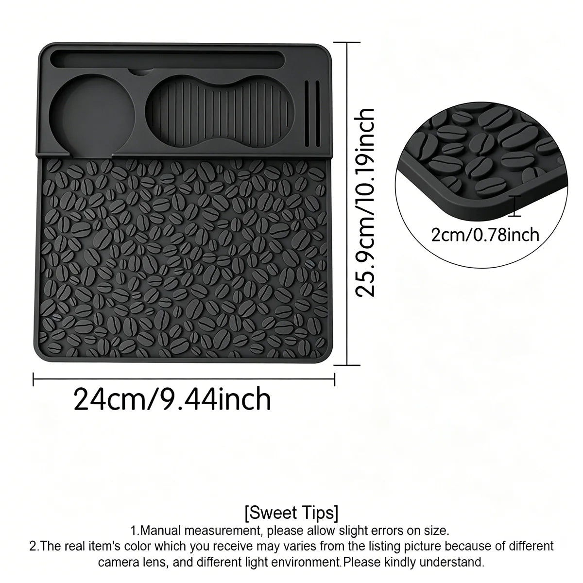 Espresso Tamping Mat, Compatible with Portafilters, Professional Silicone Barista Station with Tool Slots, Heat Resistant Mat Peaceful Pleasures Health and Wellness