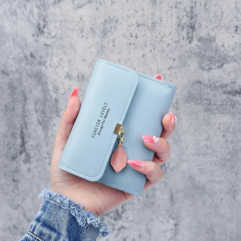 Korean Tri-Fold Ladies Wallet | PU Coin Purse & Money Clip