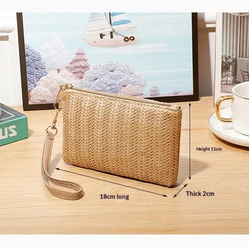 Straw Woven Wristlet Clutch | Women's Beach Wallet & Card Holder