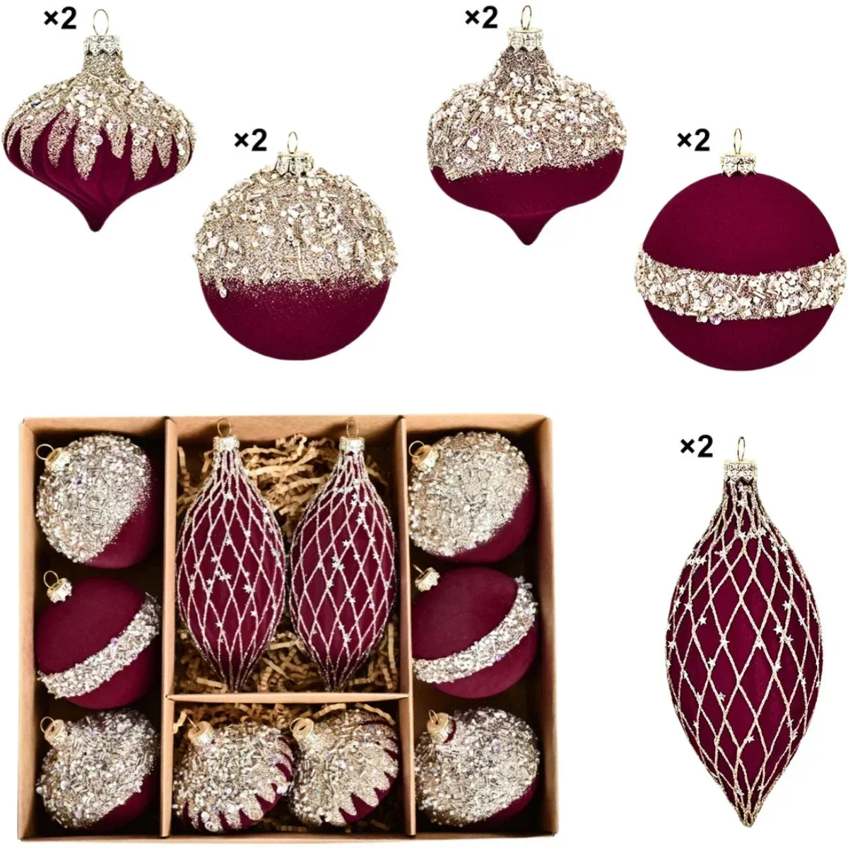 Christmas Ball Ornaments 10-Pack | 8cm Red & Green Holiday