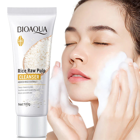 BIOAQUA Rice Raw Pulp Facial Cleanser – Brightening Face Wash Foaming Facial Cleanser Peaceful Pleasures Health and Wellness