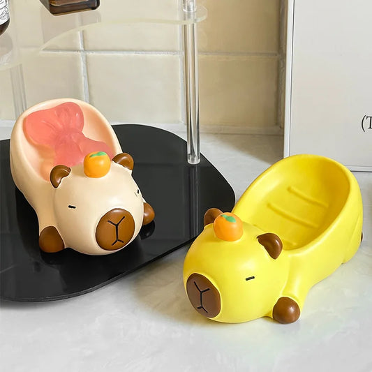 2026 New Creative Capibala Soap Box, Draining Soap Storage Rack, Household Sink, No Water Accumulation, Cartoon Cute Soap Dish Y Peaceful Pleasures Health and Wellness