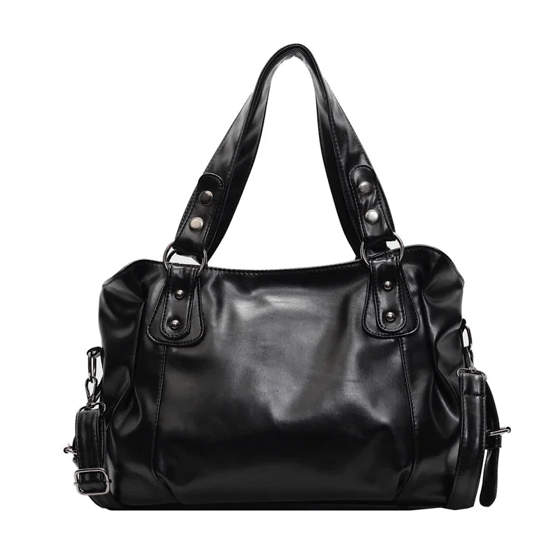 Large Capacity Vintage European American Style Tote Bag Women Shoulder Crossbody Handbag Fashion Casual Commuter Top Handle Bag Peaceful Pleasures Health and Wellness black