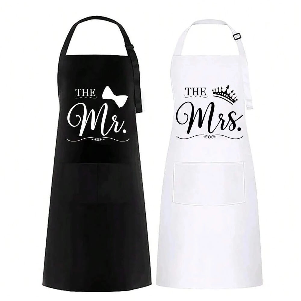 Mr & Mrs Apron Set – Newlywed Couple Wedding Gift Couple Apron Set Peaceful Pleasures Health and Wellness MR and MRS