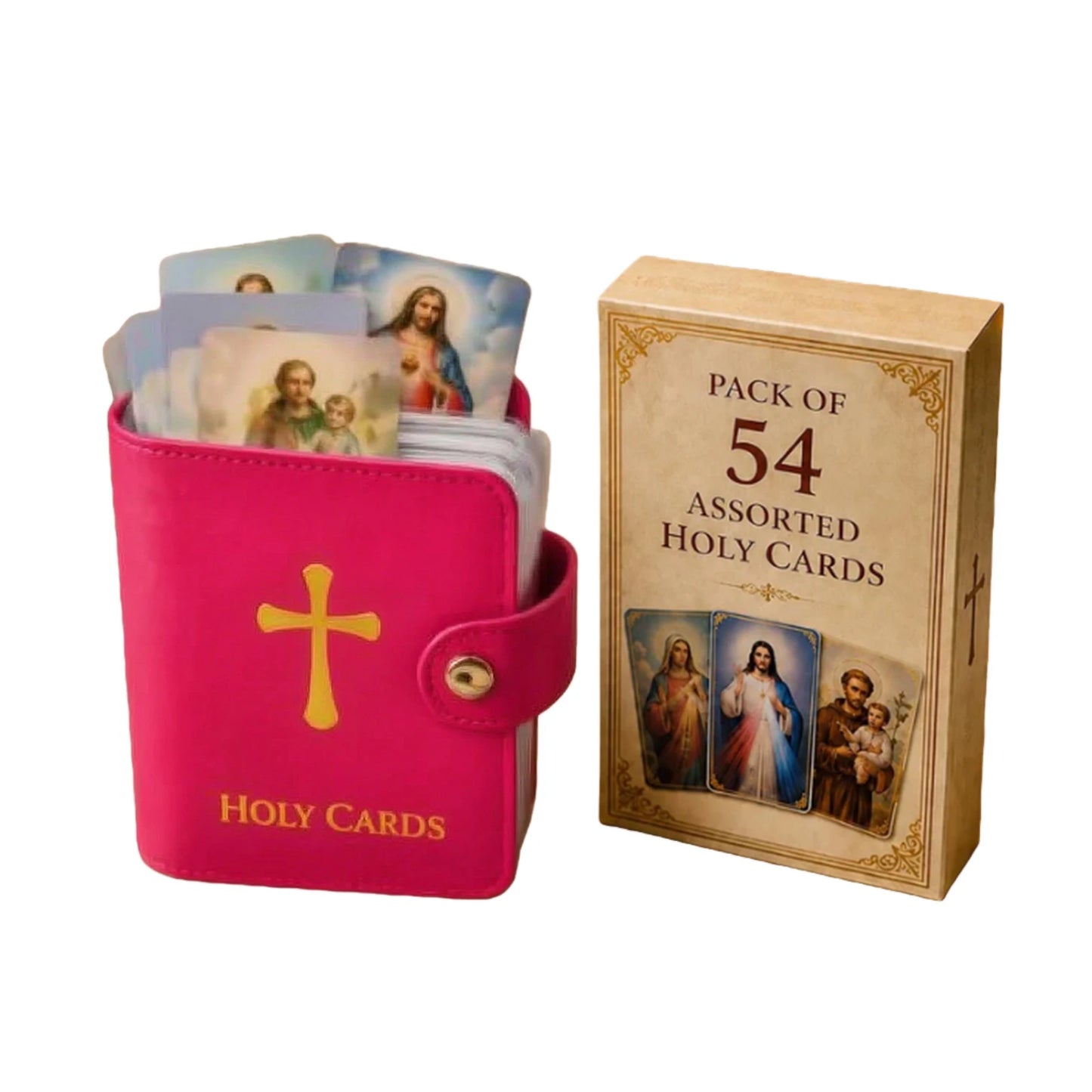 Versatile Prayer Cards Holders with Snap Closure Mini Saints Cards Wallet Multi Purpose for Religious Confirmation Baptism Gift Peaceful Pleasures Health and Wellness Pink 24Pcs Cards