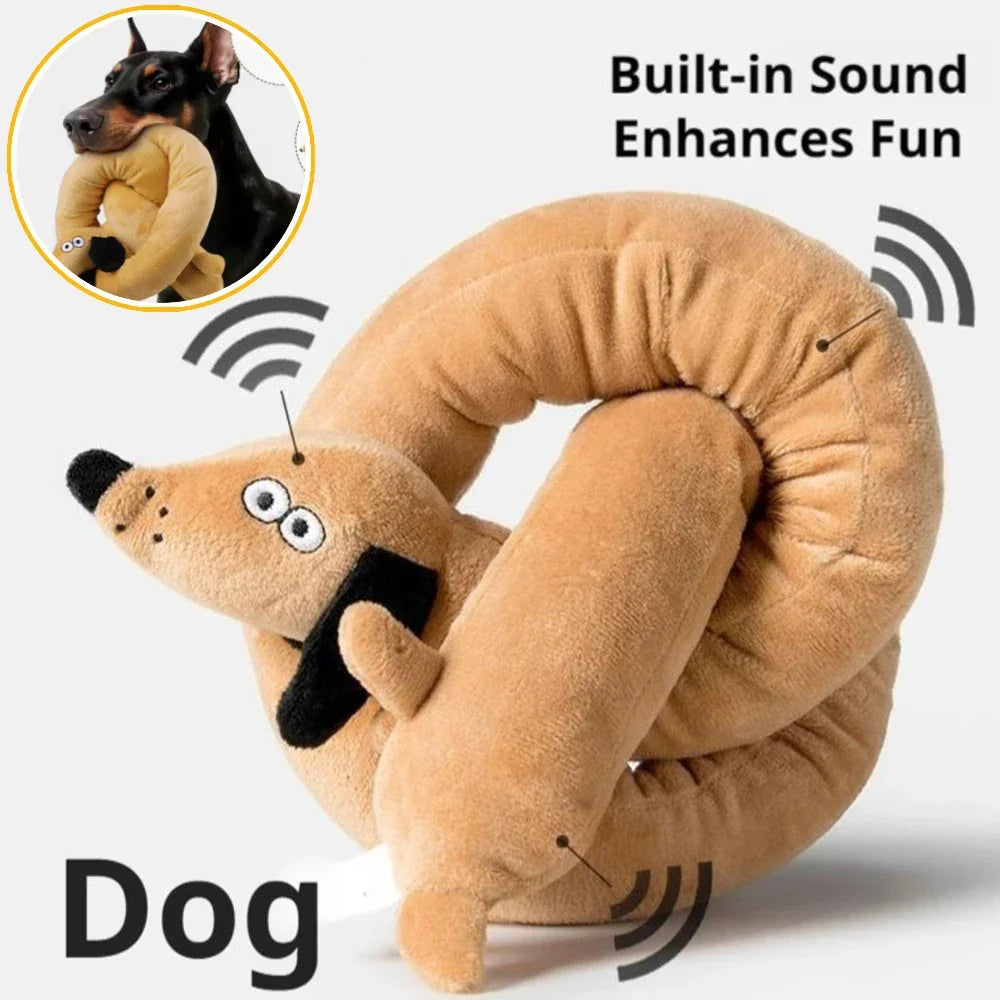 Squeaky Long Dachshund Plush Dog Toy Chew Resistant Soft Sausage Puppy Tug Toy For Interactive Play Pet Supplies Peaceful Pleasures Health and Wellness