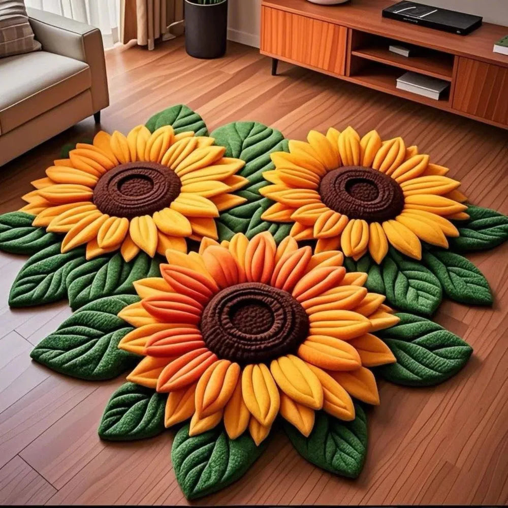 Durable Special-shaped Sunflower Carpet Non-slip Absorbent Flower Carpet Soft 60x60cm Door Gasket Home Decoration Peaceful Pleasures Health and Wellness Style 1