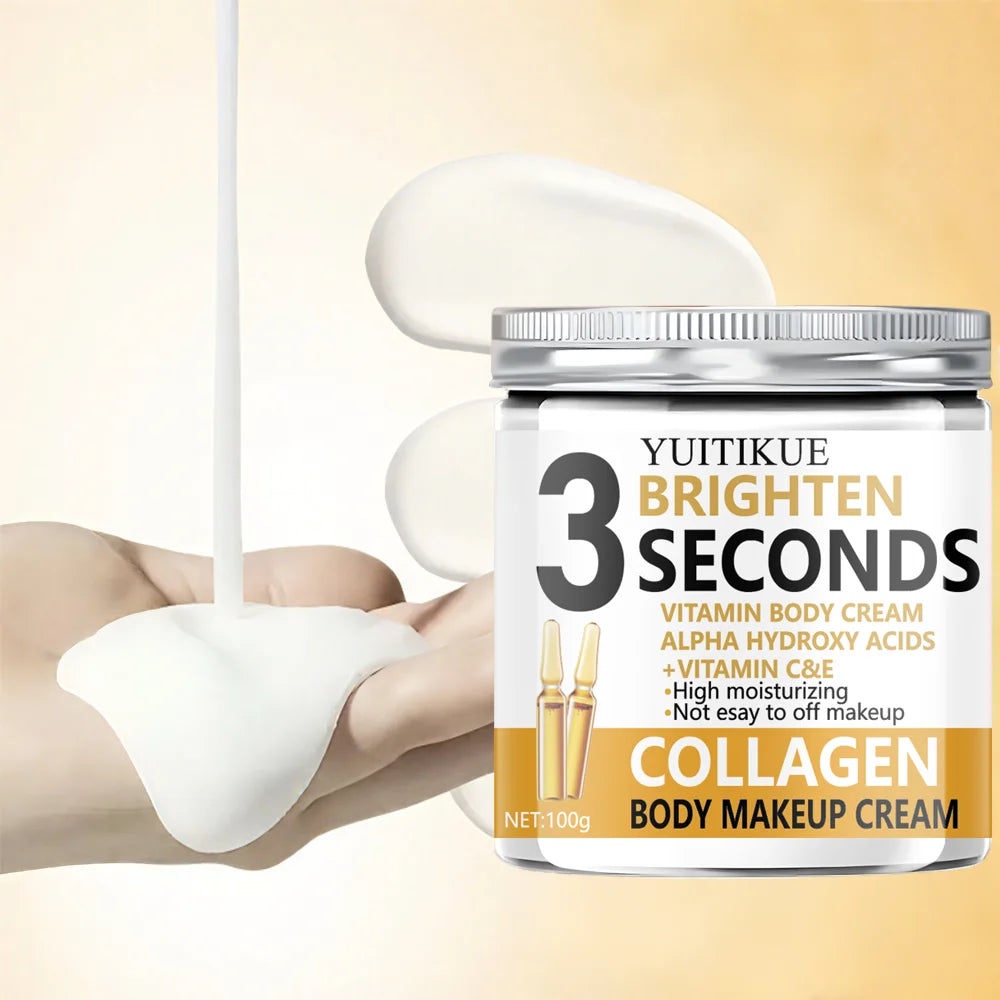 YUITIKUE 3-Second Brightening Cream 100g - Vitamin C&E + Collagen, Instant Glow & Moisturize, Makeup Base & Body Care Peaceful Pleasures Health and Wellness