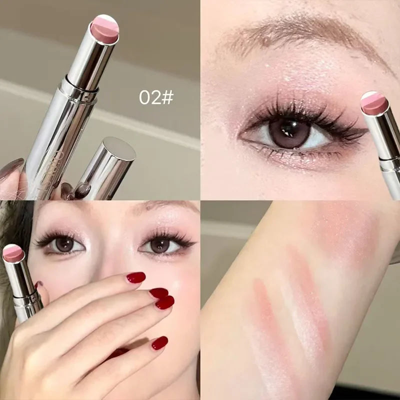 QIBEST 3 Colors Waterproof Eye Shadow Stick Pearlescent Silkworm Eyeshadow Pencil Lasting Shimmer Highlighter Brighten Makeup Peaceful Pleasures Health and Wellness 02