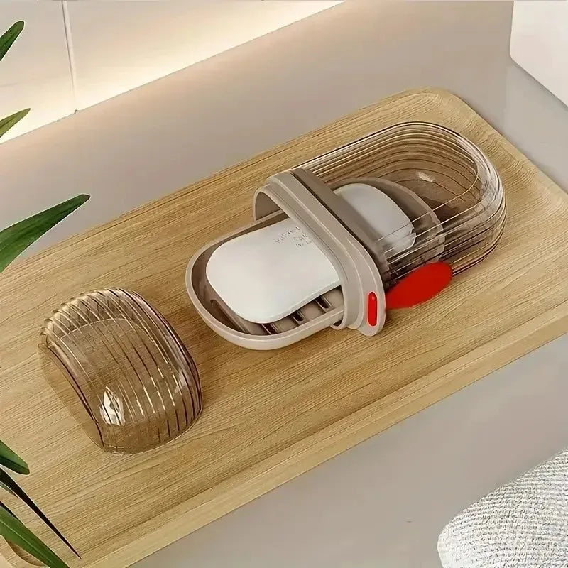 Portable Travel Soap Box with Lid, Drain & Leak-Proof Case