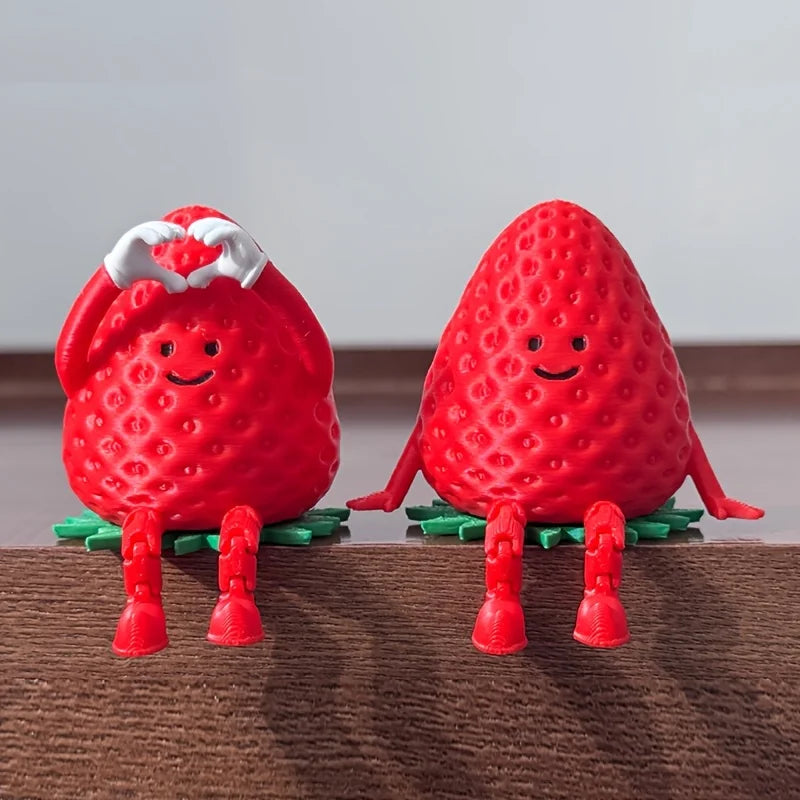 2-Piece Set with Random Styles, Includes Pen Refills, Strawberry-Shaped Ornaments with Movable Joints, Cute Little Figure Design, Suitable for Home and Office Desktop Decoration Peaceful Pleasures Health and Wellness