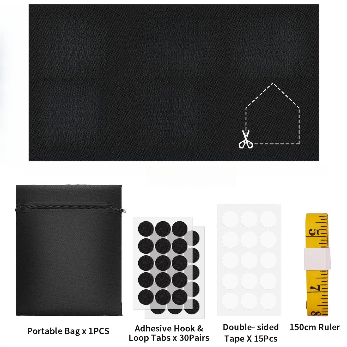 Blackout Blinds Stick On Temporary 1/1.5/2/3/4M No Drilling Black Out Blinds for Windows Portable Blackout Curtains for Bedroom Peaceful Pleasures Health and Wellness Black 150x400cm