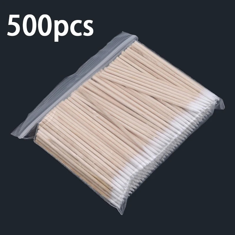 300/500pcs Wooden Tip Cotton Stick Long 7cm 300 Wooden Handle Tip Semi Permanent Embroidered Cotton Swabs Peaceful Pleasures Health and Wellness