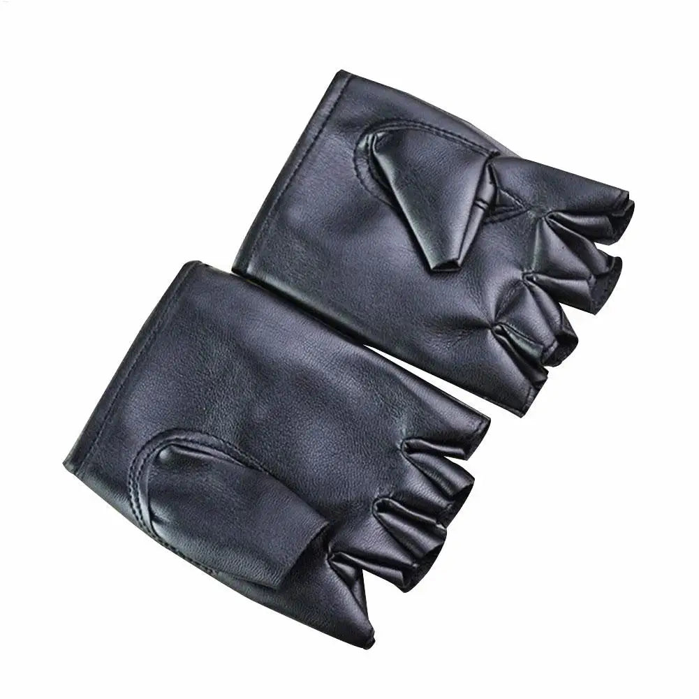 Punk Gloves Men Half Finger Punk PU Leather Gloves Breathable Accessories Fashion Outfits for Cycling Gym Dance Fitness Music Peaceful Pleasures Health and Wellness