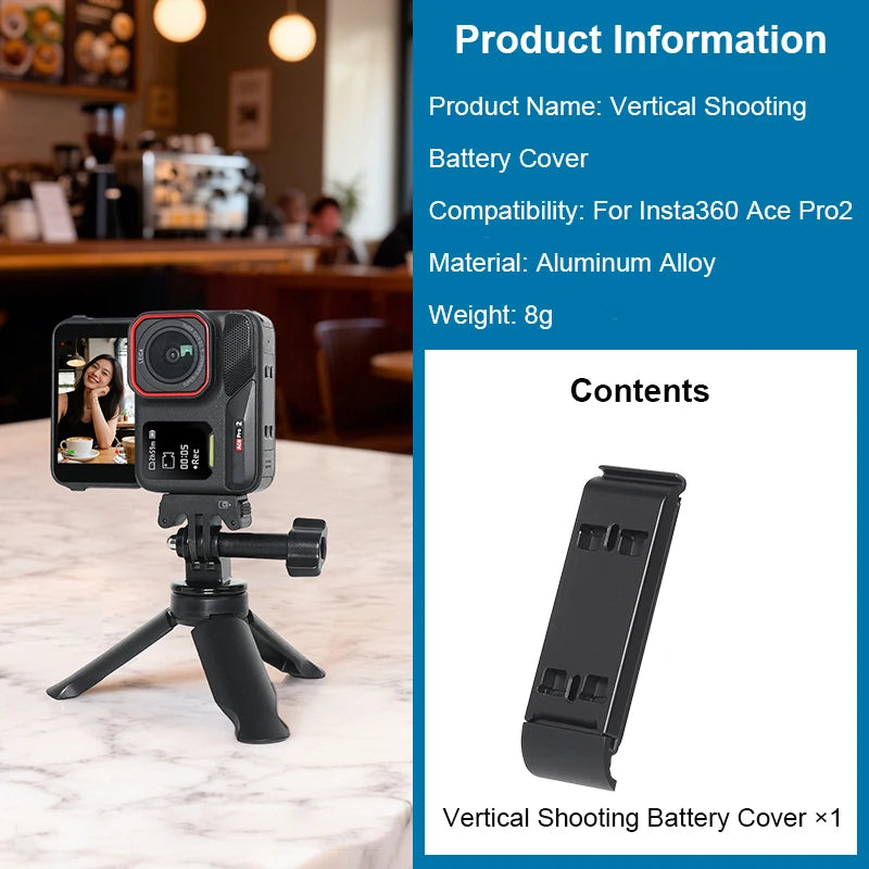 Battery Cover Aluminum Alloy For Insta360 Ace Pro 2 Vertical Shooting Quick Release Adapter Sport Camera Accessory Peaceful Pleasures Health and Wellness