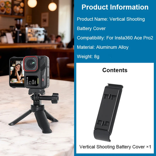Battery Cover Aluminum Alloy For Insta360 Ace Pro 2 Vertical Shooting Quick Release Adapter Sport Camera Accessory Peaceful Pleasures Health and Wellness