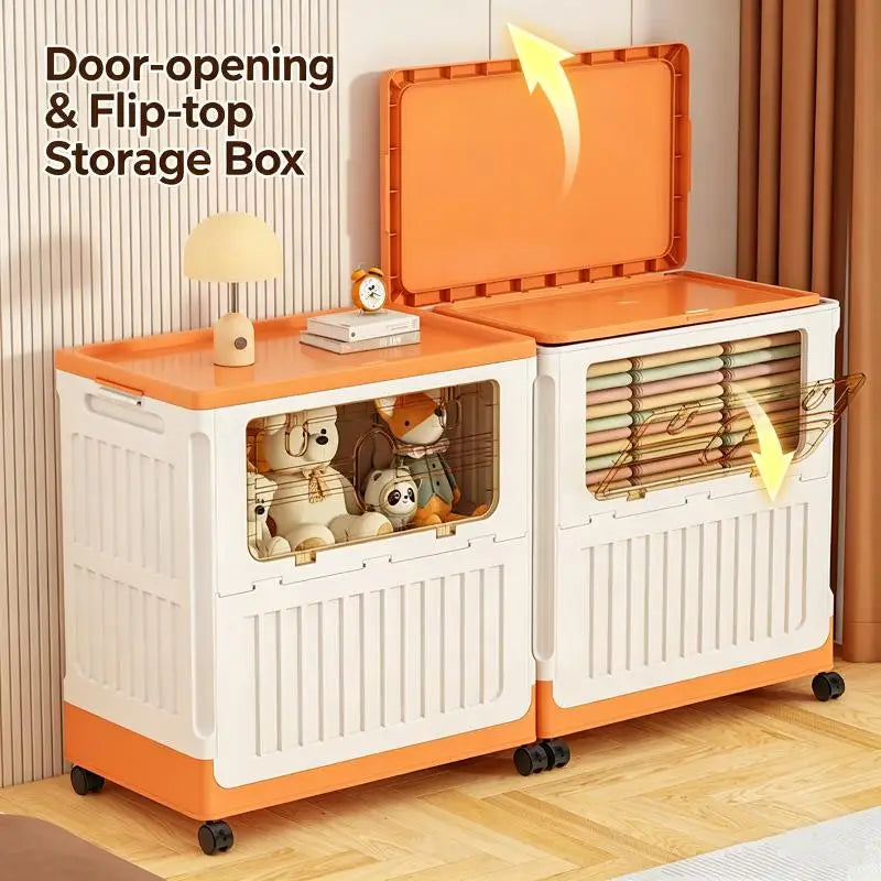 Foldable Plastic Storage Box with Wheels – Large Organizer Rolling Storage Box Peaceful Pleasures Health and Wellness