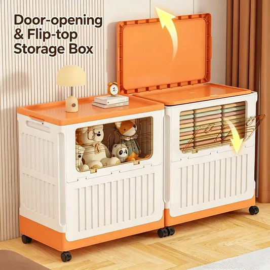 Foldable Plastic Storage Box with Wheels – Large Organizer Rolling Storage Box Peaceful Pleasures Health and Wellness