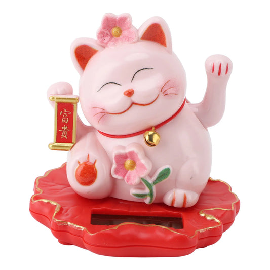 Lucky Cat Waving Arm Ornament ABS Solar Powered Light Induction Peaceful Pleasures Health and Wellness Default Title
