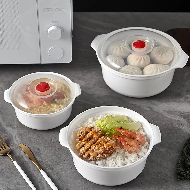 BPA-Free Microwave Heating Bowl with Lid – 1.2L Food-Grade Plastic, Dishwasher Safe