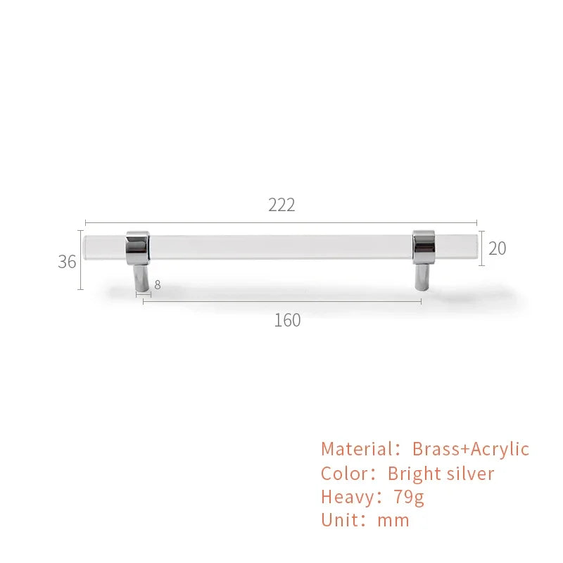 Brass Acrylic Transparent Drawer Handle | Cabinet Knob