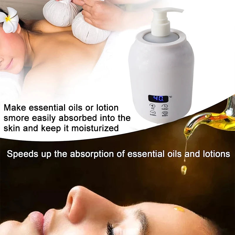 Electric Massage Oil Warmer 250ml | LED Lotion Heater Dispenser