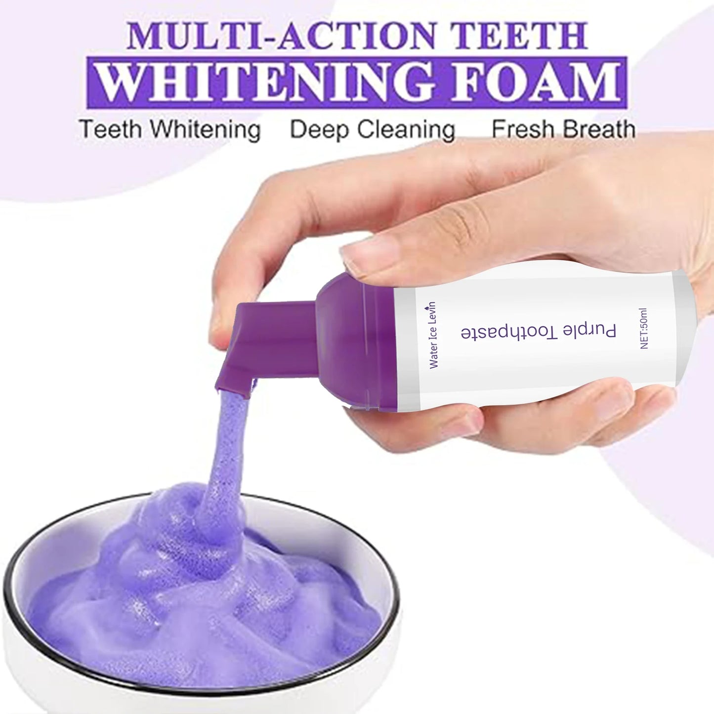 Purple Mousse Toothpaste 50ml – Whitening & Fresh Breath Mousse Toothpaste Peaceful Pleasures Health and Wellness