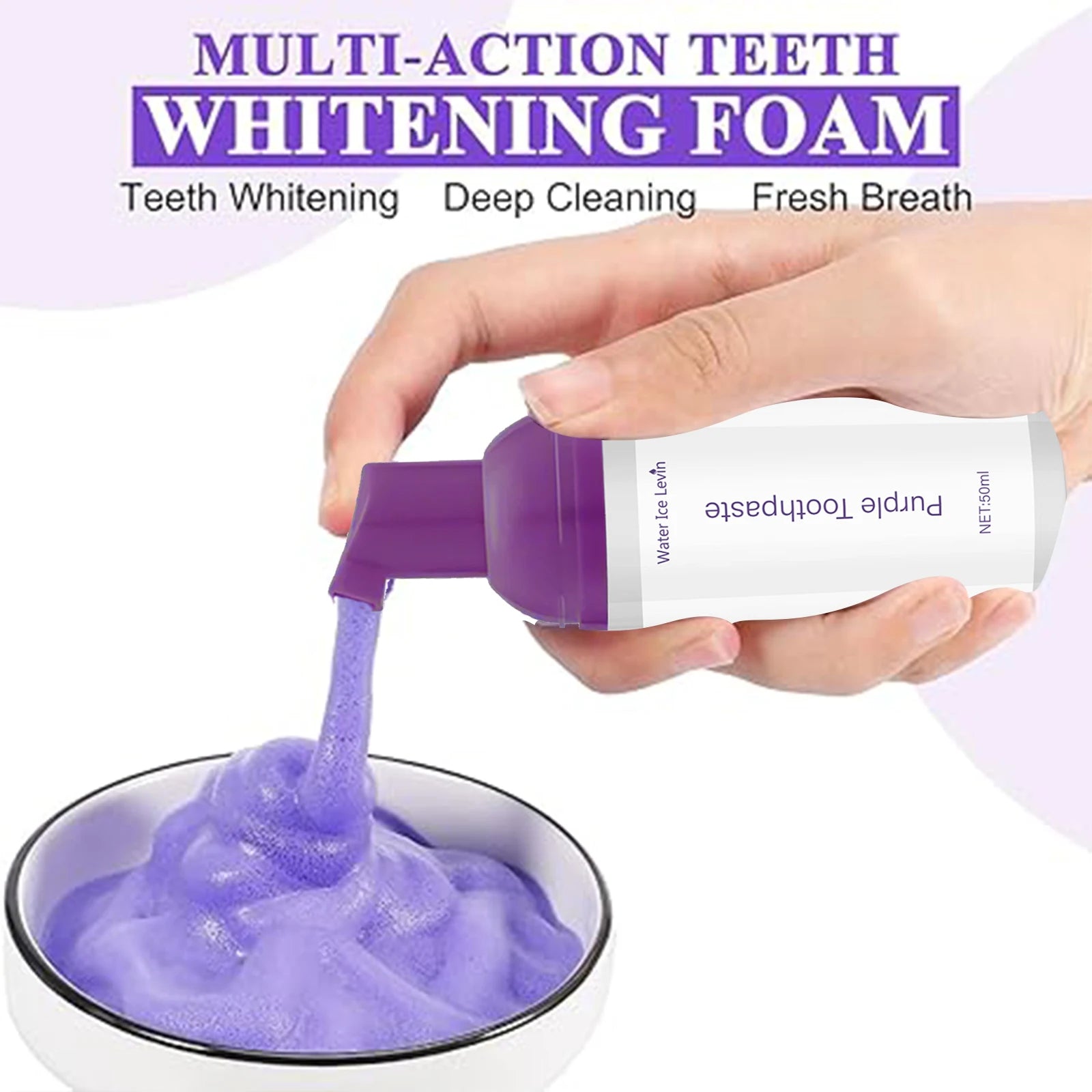 Purple Mousse Toothpaste 50ml – Whitening & Fresh Breath Mousse Toothpaste Peaceful Pleasures Health and Wellness