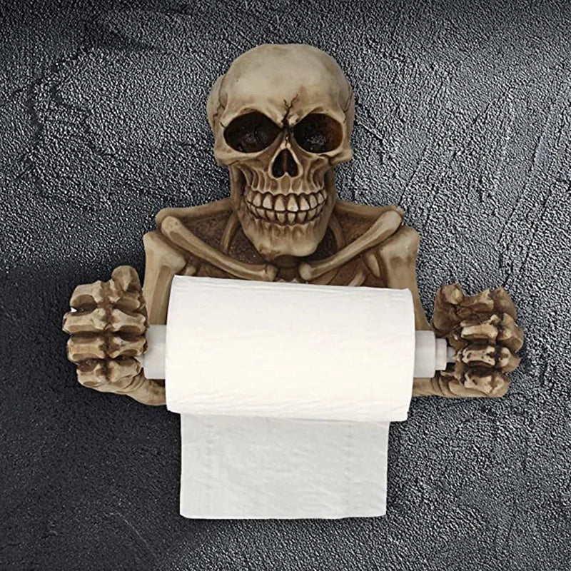 Skull Toilet Paper Holder Creative Wall Mounted Waterproof Rack Bathroom For Halloween Decoration Peaceful Pleasures Health and Wellness