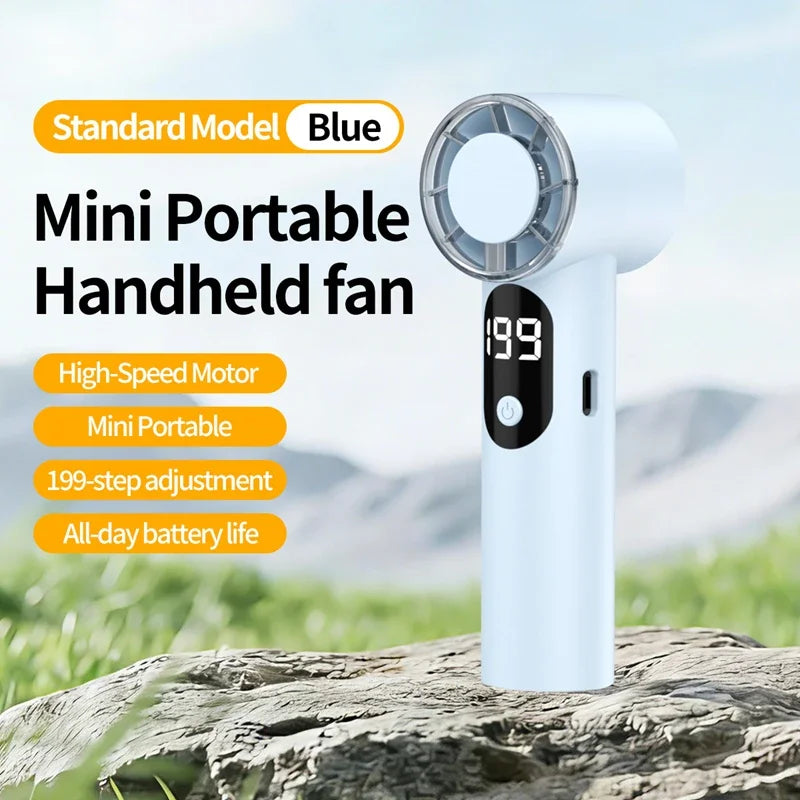 Lenovo Portable Mini Handheld Cooling Fan USB Rechargeable Pocket Desktop High Speed Small Fan for Outdoor Office Travel Peaceful Pleasures Health and Wellness Blue