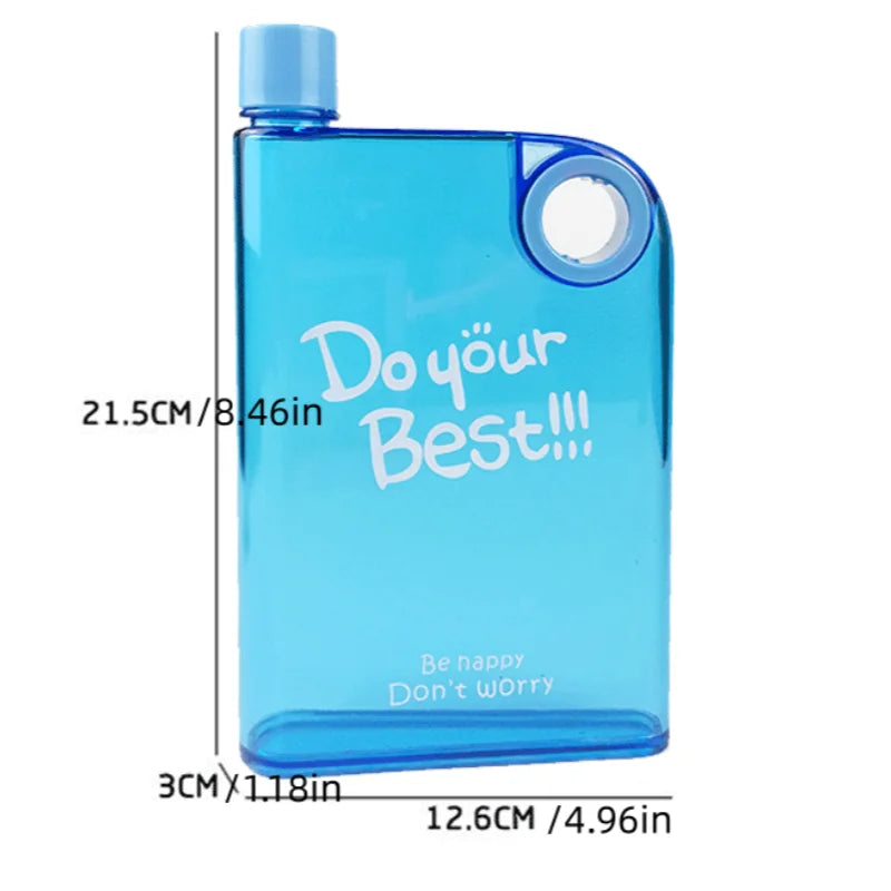 Matte Round Hole Handle Flat Water Cup, Portable Plastic Mug, Square Notebook Bottle, Handheld Drinkware, Ideal for Daily Use Peaceful Pleasures Health and Wellness