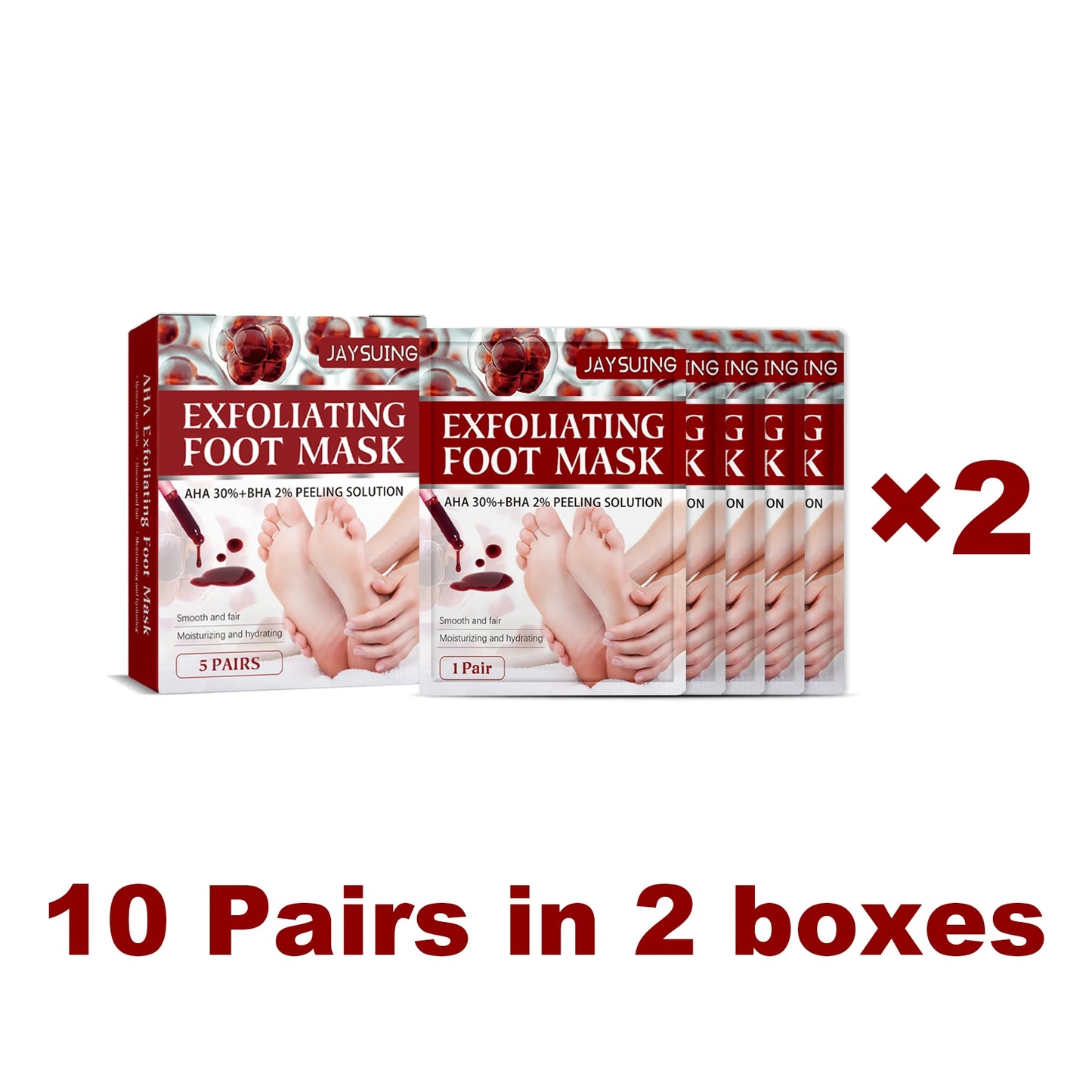 Jaysuing Exfoliating Foot Mask Moisturizing Pedicure Anti Crack Heel Foot Dead Skin Remover for Men Women Foot Care Beauty Peaceful Pleasures Health and Wellness 10 pairs in 2 boxes
