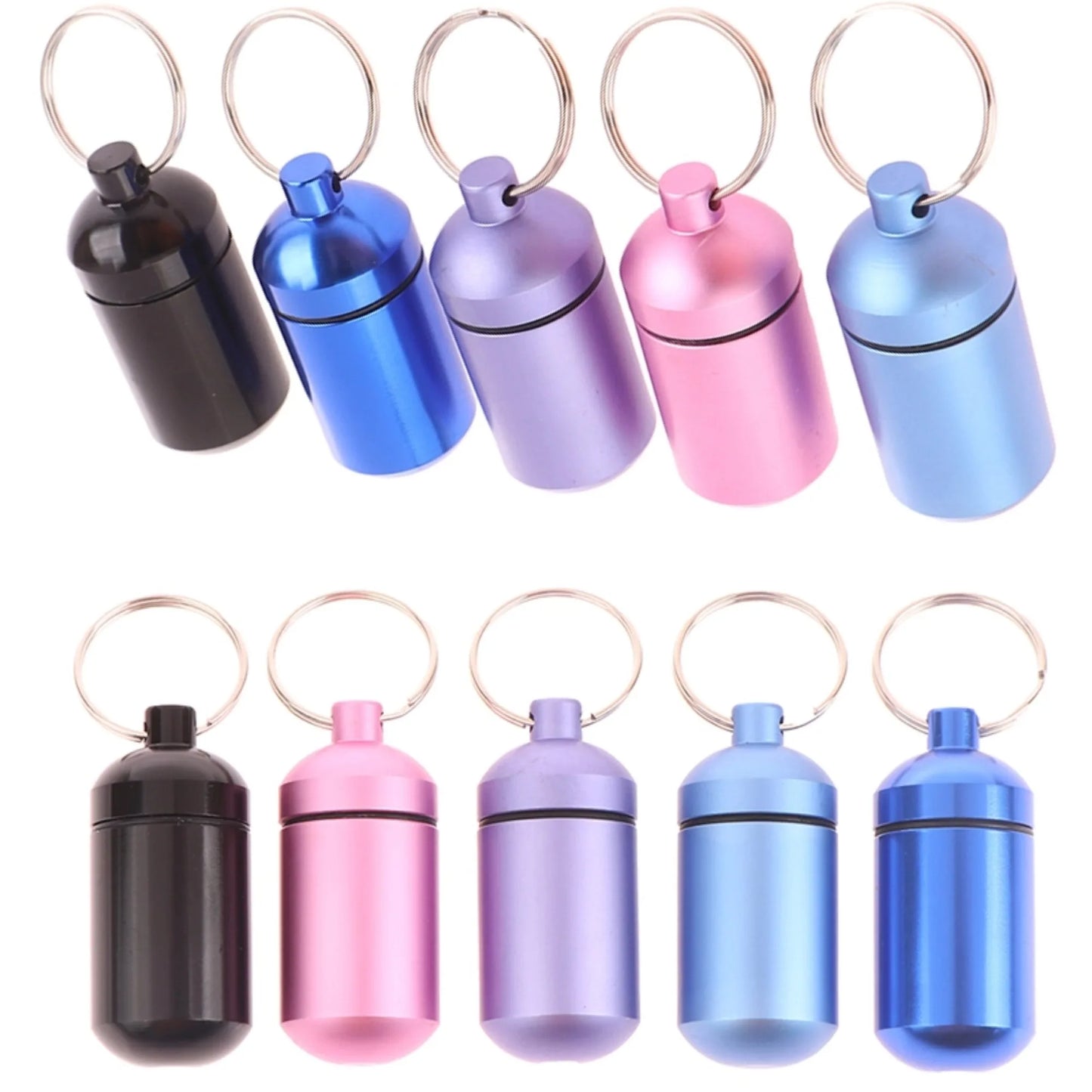 5 Colors Mini Aluminum Medicine Bottle Waterproof Outdoor Medicine Bottle With Keychain Storage First-Aid Medicine Bottle Sealed Peaceful Pleasures Health and Wellness