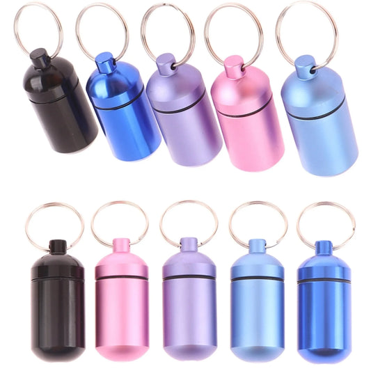 5 Colors Mini Aluminum Medicine Bottle Waterproof Outdoor Medicine Bottle With Keychain Storage First-Aid Medicine Bottle Sealed Peaceful Pleasures Health and Wellness