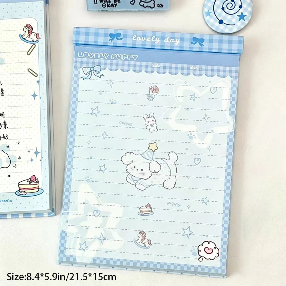 Blue Puppy Party Hardshell Notebook Ins Tearable Drafts Appearance
