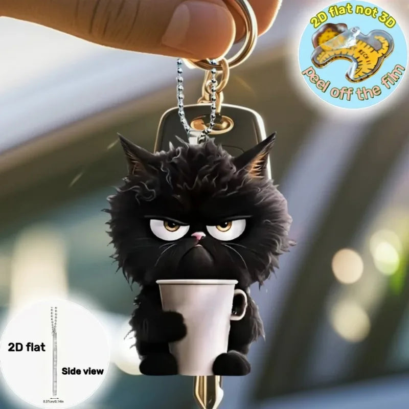 1pc Funny Black Cat Key Chain Multifunction Charm Cute Cartoon Kitten Pendant Car & Holiday Party Gifts Decorations Peaceful Pleasures Health and Wellness