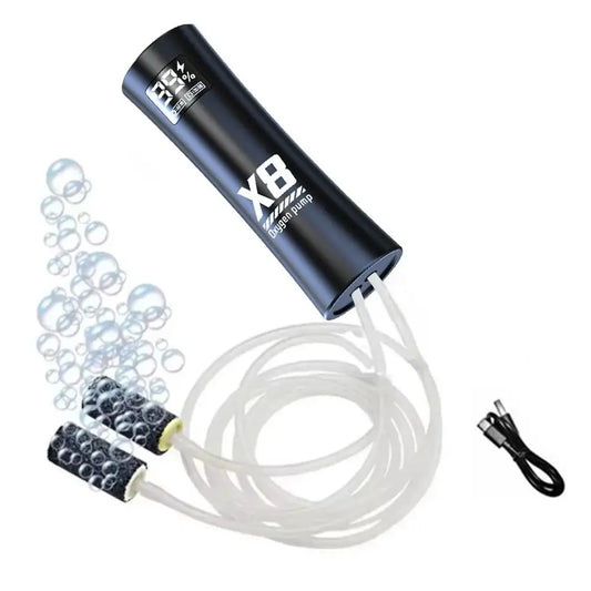 Portable Rechargeable Fishing & Aquarium Aerator Pump – 48H Portable Aerator Pump Peaceful Pleasures Health and Wellness Black