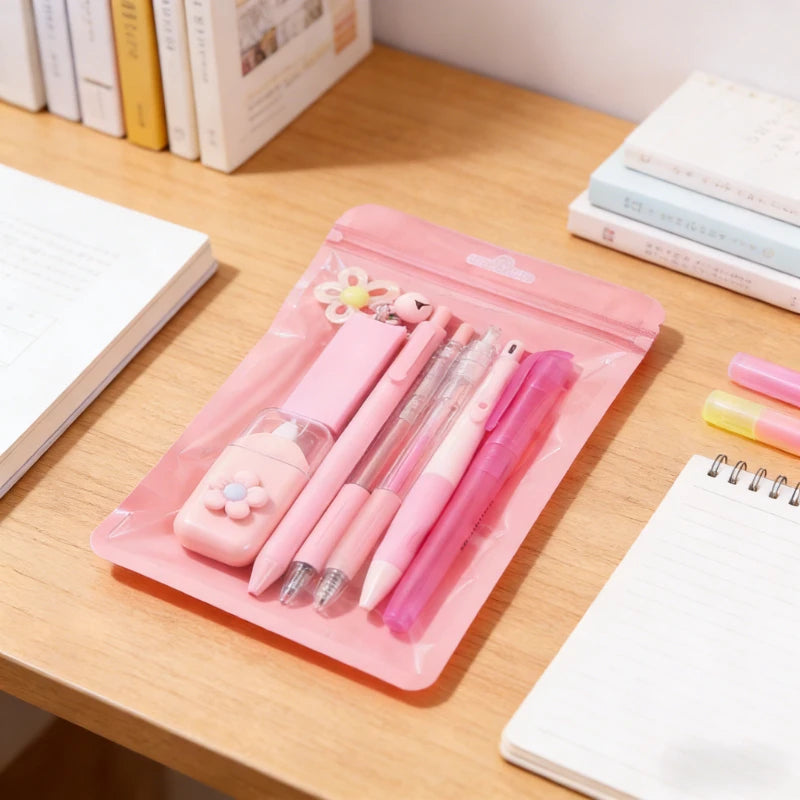 Macaron Color Stationery High Aesthetic Student School Opening Prize 8 in 1 Study Stationery Gift Set Cute Gift Boxes Stationery Peaceful Pleasures Health and Wellness