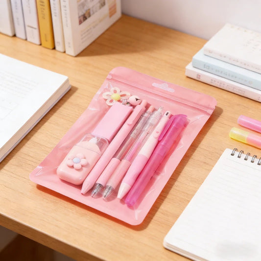 Macaron Color Stationery High Aesthetic Student School Opening Prize 8 in 1 Study Stationery Gift Set Cute Gift Boxes Stationery Peaceful Pleasures Health and Wellness