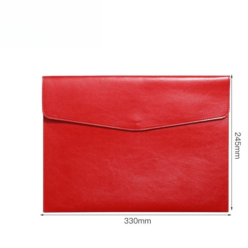 A4 PU Leather File Folder Briefcase | Document Organizer Bag Document Briefcase Bag Peaceful Pleasures Health and Wellness Red
