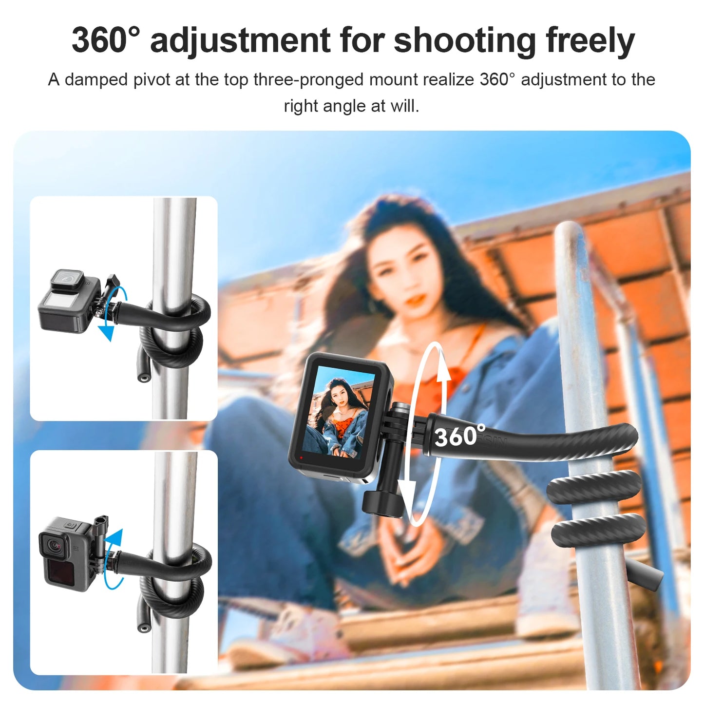 TELESIN Flexible Action Camera Mount For Gopro Insta360 DJI Action Mini Camera Octopus Tripod Phone Holder Clip Stand Mount Peaceful Pleasures Health and Wellness